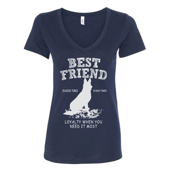 GSS - German Shepherd Best Friend T-Shirts German Shepherd Shop Next Level Woman's V-Neck Navy S