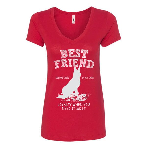 GSS - German Shepherd Best Friend T-Shirts German Shepherd Shop Next Level Woman's V-Neck Red S