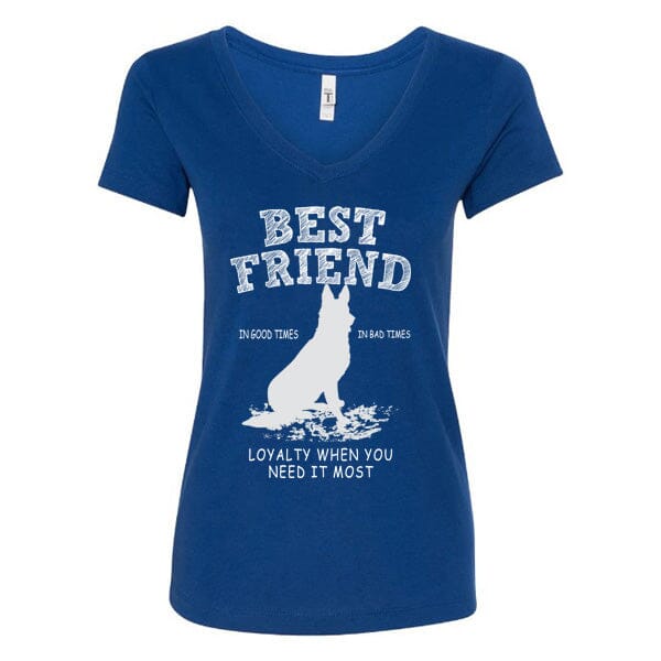 GSS - German Shepherd Best Friend T-Shirts German Shepherd Shop Next Level Woman's V-Neck Royal Blue S