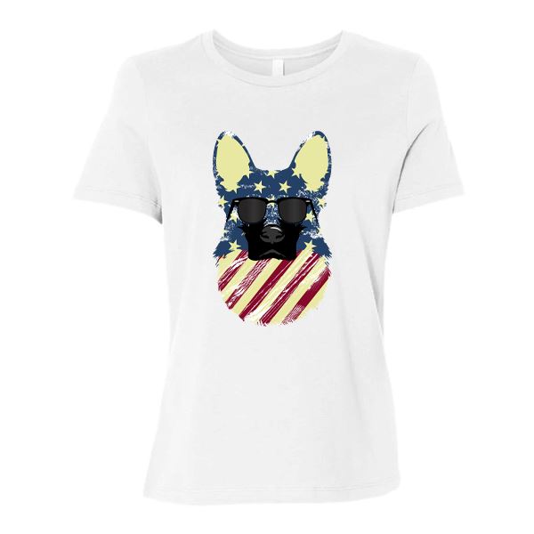 GSS - German Shepherd Cool Patriot T-Shirts Shirts & Tops German Shepherd Shop Bella Canvas Women's Crewneck White S