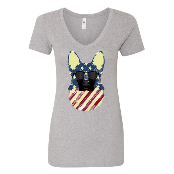 GSS - German Shepherd Cool Patriot T-Shirts Shirts & Tops German Shepherd Shop Next Level Women's V-Neck S Heather Gray