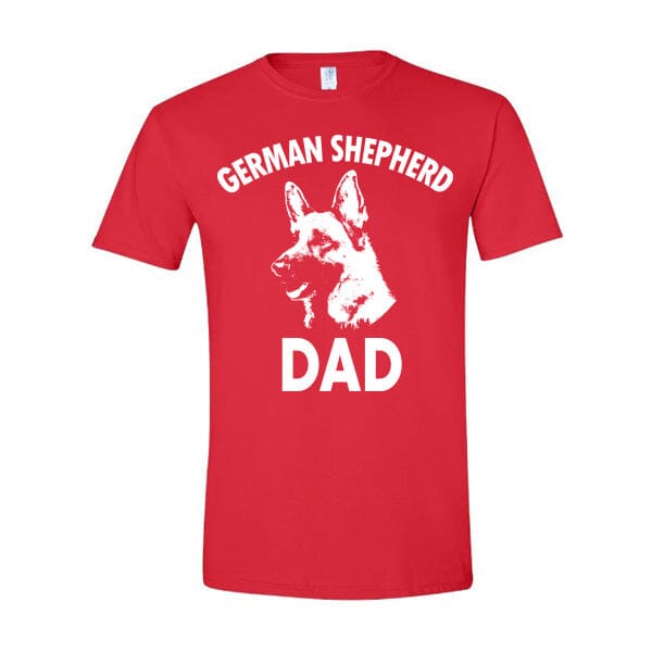 GSS - German Shepherd Dad Silhouette T-Shirts German Shepherd Shop Gildan Men's Crewneck Red S