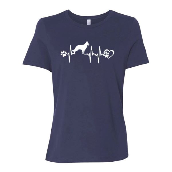 GSS - German Shepherd Heartbeat T-Shirts German Shepherd Shop Bella Canvas Woman's Crewneck Navy S