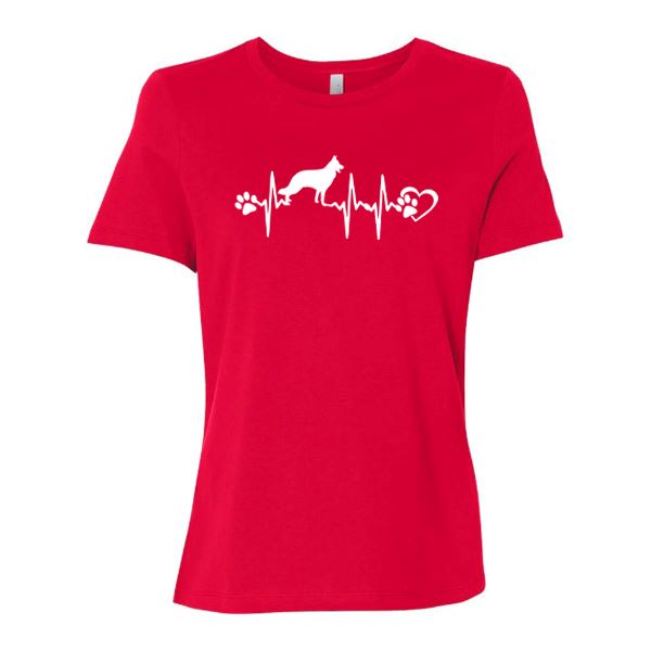 GSS - German Shepherd Heartbeat T-Shirts German Shepherd Shop Bella Canvas Woman's Crewneck Red S