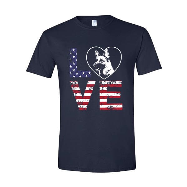 GSS - German Shepherd Love American Flag T-Shirts German Shepherd Shop Gildan Men's Crewneck Navy S