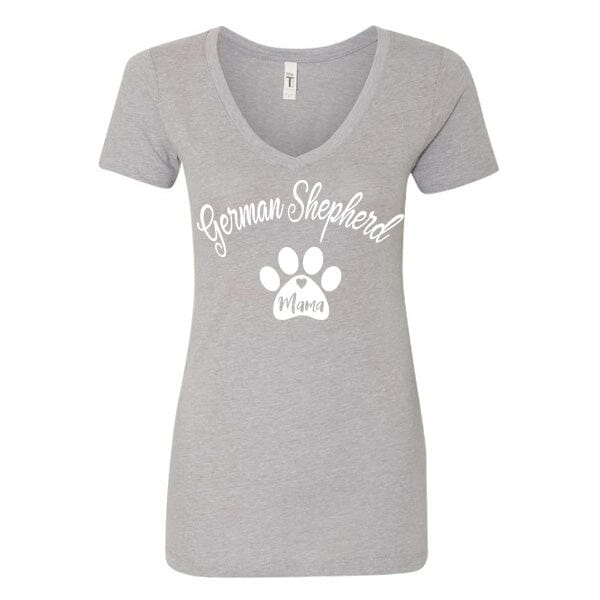 GSS - German Shepherd Mama T-Shirts German Shepherd Shop Next Level Woman's V-Neck Heather Gray S