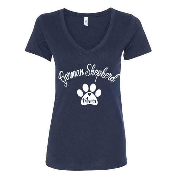 GSS - German Shepherd Mama T-Shirts German Shepherd Shop Next Level Woman's V-Neck Navy S