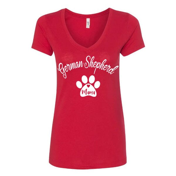 GSS - German Shepherd Mama T-Shirts German Shepherd Shop Next Level Woman's V-Neck Red S