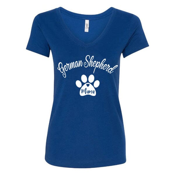 GSS - German Shepherd Mama T-Shirts German Shepherd Shop Next Level Woman's V-Neck Royal Blue S