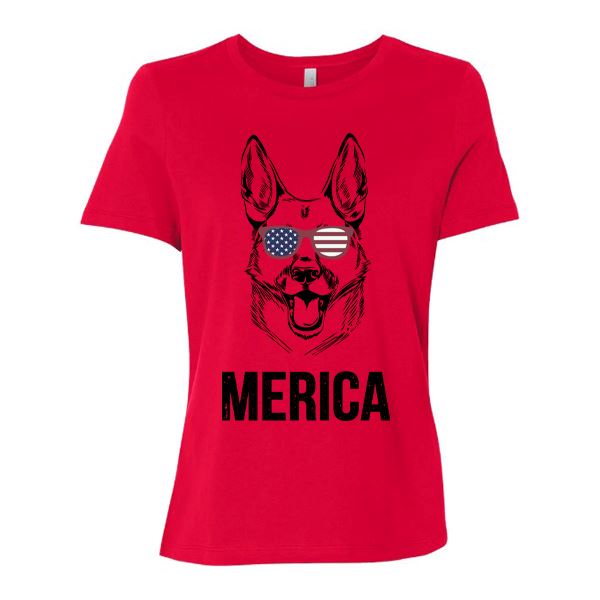 GSS - German Shepherd Merica T-Shirts German Shepherd Shop Bella Canvas Women's Crewneck Red S