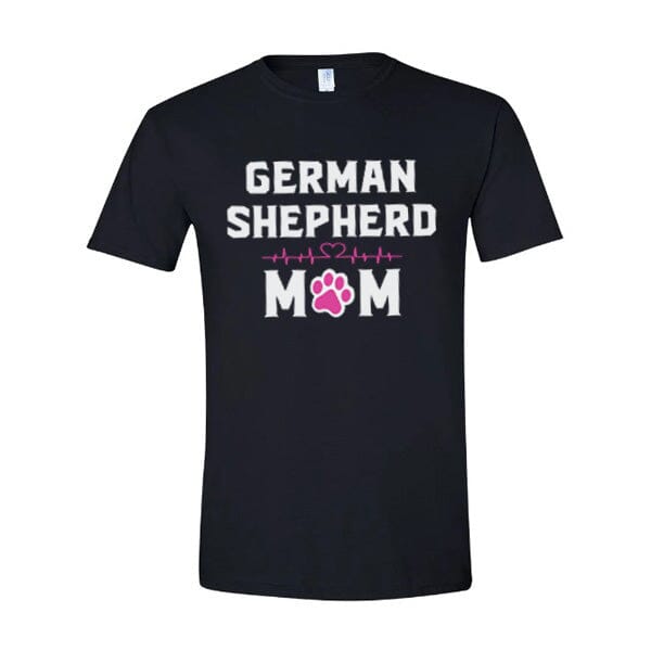 GSS - German Shepherd Mom Heartbeat Pink T-Shirts German Shepherd Shop Gildan Men's Crewneck Black S