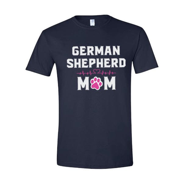 GSS - German Shepherd Mom Heartbeat Pink T-Shirts German Shepherd Shop Gildan Men's Crewneck Navy S