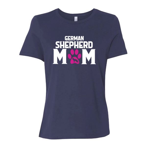 GSS - German Shepherd Mom Paw Pink T-Shirts German Shepherd Shop Bella Canvas Women's Crewneck Navy S