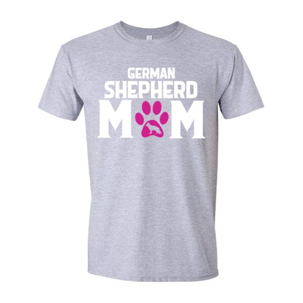 GSS - German Shepherd Mom Paw Pink T-Shirts German Shepherd Shop Gildan Men's Crewneck Heather Gray S