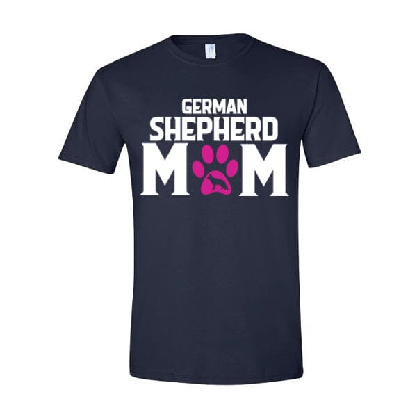 GSS - German Shepherd Mom Paw Pink T-Shirts German Shepherd Shop Gildan Men's Crewneck Navy S