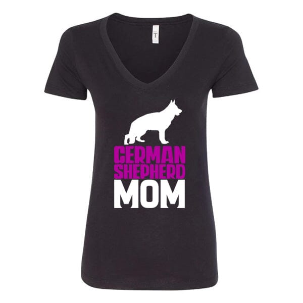 GSS - German Shepherd Mom Purple T-Shirts German Shepherd Shop Next Level Woman's V-Neck Black S