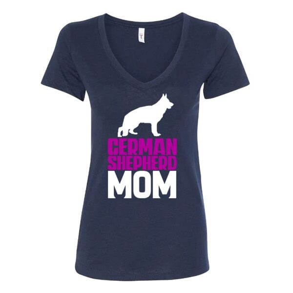 GSS - German Shepherd Mom Purple T-Shirts German Shepherd Shop Next Level Woman's V-Neck Navy S