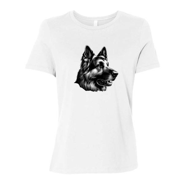 GSS - German Shepherd Profile Smiling T-Shirts German Shepherd Shop Bella Canvas Women's Crewneck White S