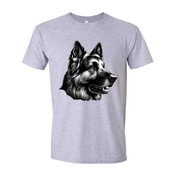 GSS - German Shepherd Profile Smiling T-Shirts German Shepherd Shop Gildan Men's Crewneck Heather Gray S