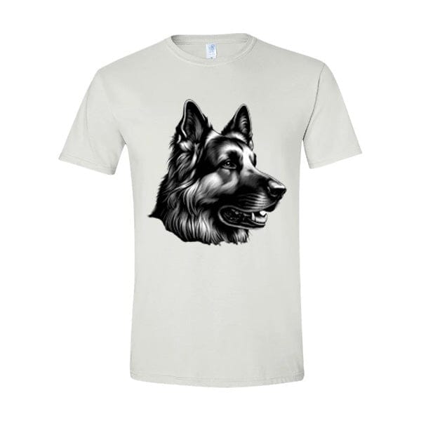 GSS - German Shepherd Profile Smiling T-Shirts German Shepherd Shop Gildan Men's Crewneck White S