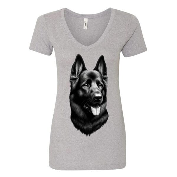 GSS - German Shepherd Protector T-Shirts German Shepherd Shop Next Level Women's V-Neck (runs small) Heather Gray S