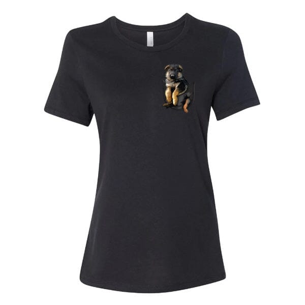 GSS - German Shepherd Puppy Pocket T-Shirts Shirts & Tops German Shepherd Shop Bella Canvas Women's Crewneck Black S