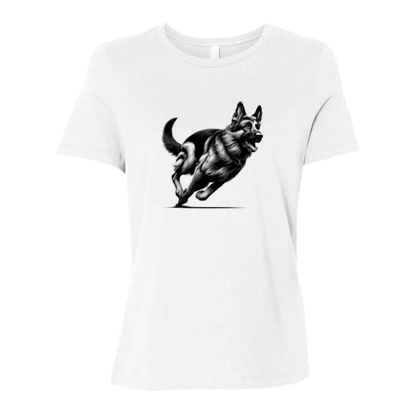 GSS - German Shepherd Running T-Shirts German Shepherd Shop Bella Canvas Women's Crewneck White S