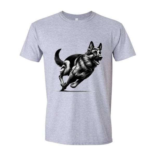 GSS - German Shepherd Running T-Shirts German Shepherd Shop Gildan Men's Crewneck Heather Gray S