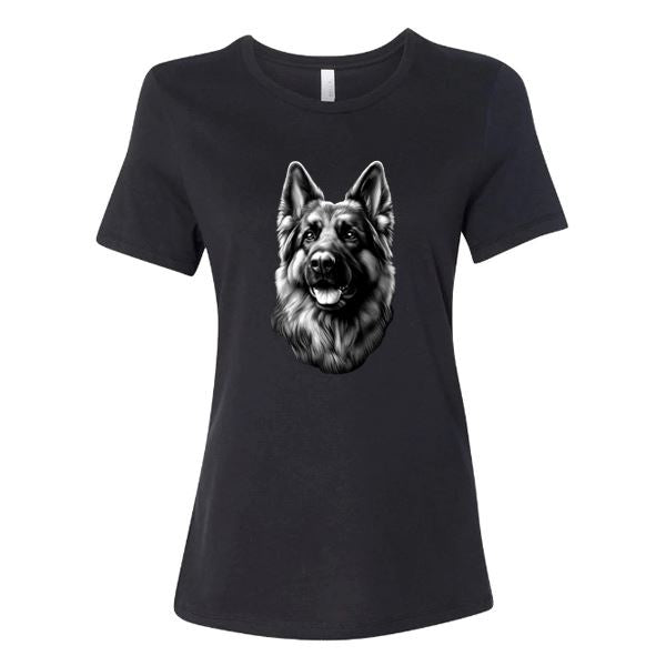GSS - German Shepherd Tongue Out Portrait T-Shirts in Bella Canvas Women's Crewneck, durable for dogs