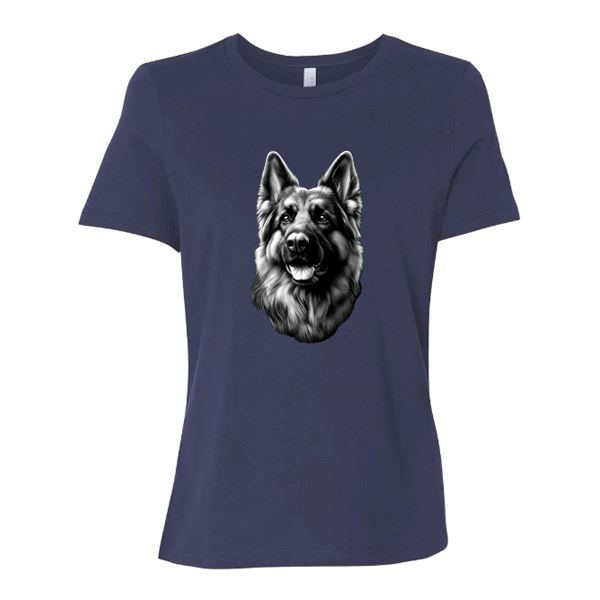 GSS - German Shepherd Tongue Out Portrait T-Shirts German Shepherd Shop Bella Canvas Women's Crewneck Navy S