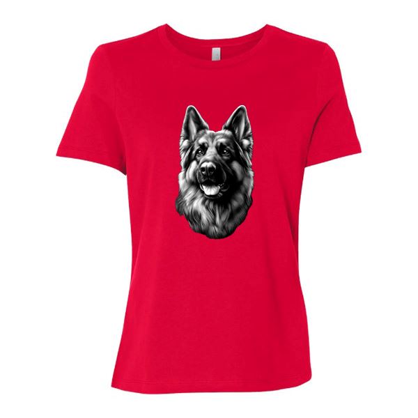 GSS - German Shepherd Tongue Out Portrait T-Shirts German Shepherd Shop Bella Canvas Women's Crewneck Red S