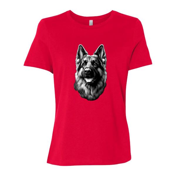 GSS - German Shepherd Tongue Out Portrait T-Shirts in Bella Canvas Women's Crewneck, durable for dogs