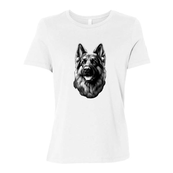 GSS - German Shepherd Tongue Out Portrait T-Shirts German Shepherd Shop Bella Canvas Women's Crewneck White S