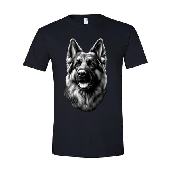 GSS - German Shepherd Tongue Out Portrait T-Shirts in Gildan Men's Crewneck, durable for dogs