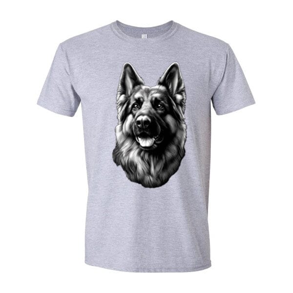 GSS - German Shepherd Tongue Out Portrait T-Shirts German Shepherd Shop Gildan Men's Crewneck Heather Gray S