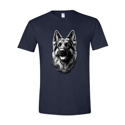 GSS - German Shepherd Tongue Out Portrait T-Shirts in Gildan Men's Crewneck, durable for dogs