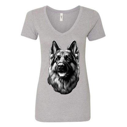 GSS - German Shepherd Tongue Out Portrait T-Shirts in Next Level Women's V-Neck (runs small), durable for dogs