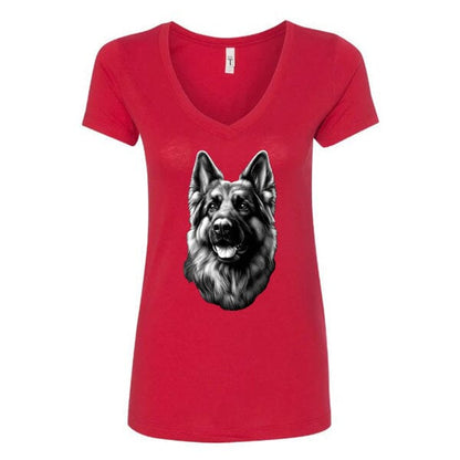 GSS - German Shepherd Tongue Out Portrait T-Shirts in Next Level Women's V-Neck (runs small), durable for dogs