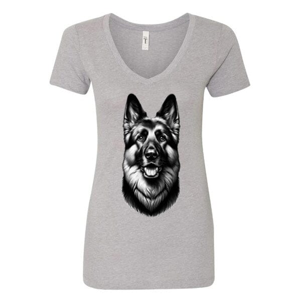 GSS - Happy Guardian Shepherd T-Shirts German Shepherd Shop Next Level Women's V-Neck (runs small) Heather Gray S