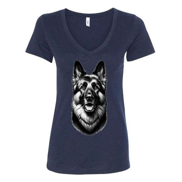 GSS - Happy Guardian Shepherd T-Shirts German Shepherd Shop Next Level Women's V-Neck (runs small) Navy S