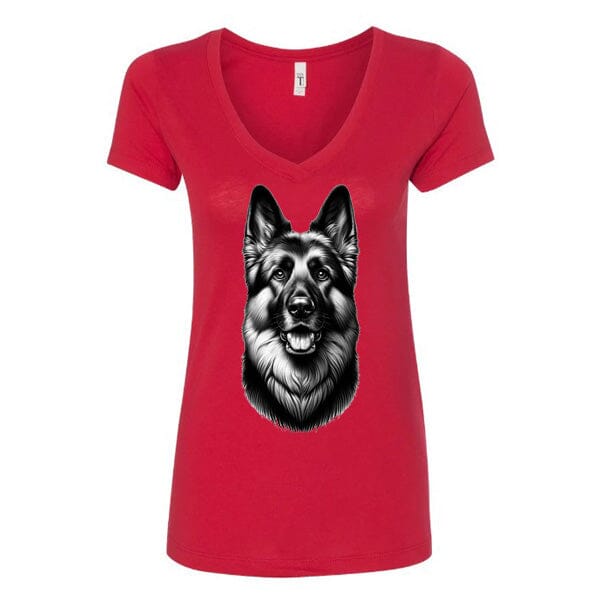 GSS - Happy Guardian Shepherd T-Shirts German Shepherd Shop Next Level Women's V-Neck (runs small) Red S