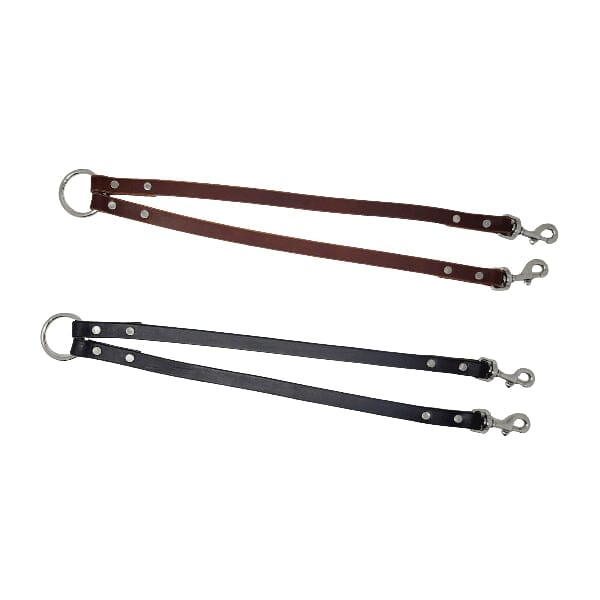 GSS - Heavy Duty Leather Double Coupler Lead with Stainless-Steel Clasp in , durable for dogs