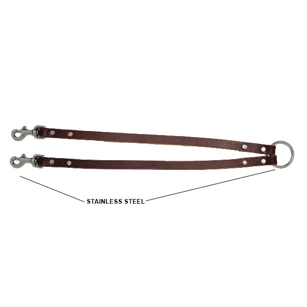 GSS - Heavy Duty Leather Double Coupler Lead with Stainless-Steel Clasp German Shepherd Shop 