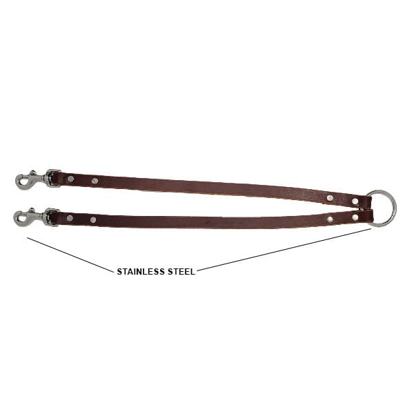 GSS - Heavy Duty Leather Double Coupler Lead with Stainless-Steel Clasp in , durable for dogs