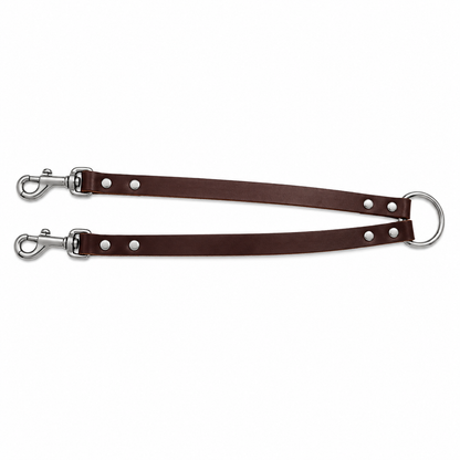 GSS Heavy-Duty Leather Double Dog Coupler with Stainless Steel Hardware