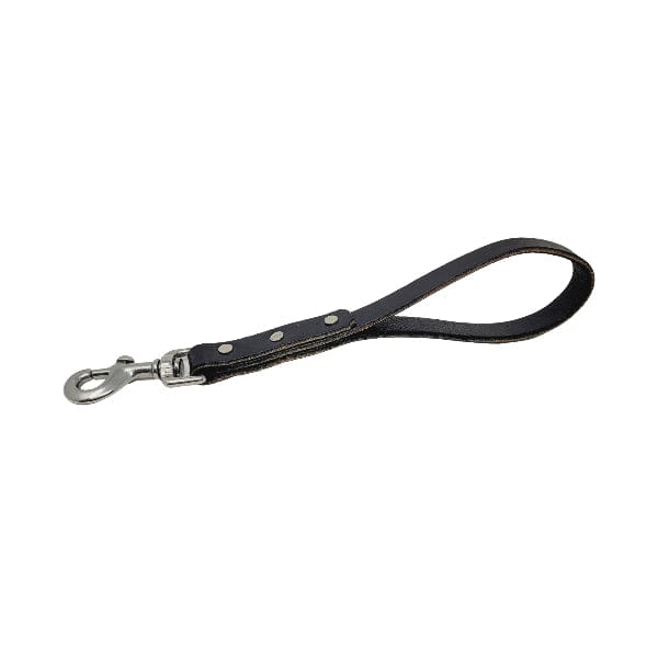 GSS - Heavy Duty Leather Traffic & Control Leash with Stainless-Steel Clasp in 1ft, durable for dogs