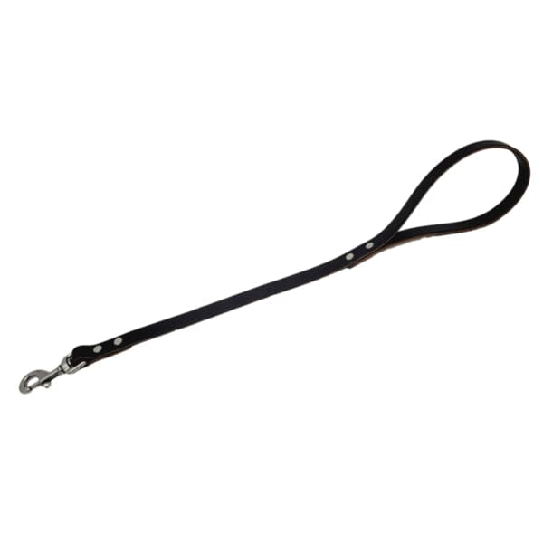 GSS - Heavy Duty Leather Traffic & Control Leash with Stainless-Steel Clasp in 2ft, durable for dogs