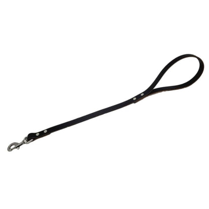 GSS - Heavy Duty Leather Traffic & Control Leash with Stainless-Steel Clasp in 2ft, durable for dogs