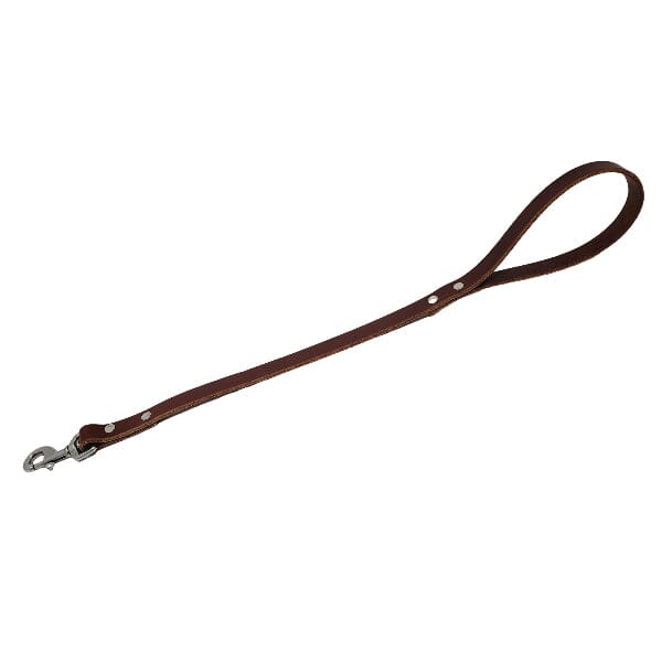 GSS - Heavy Duty Leather Traffic & Control Leash with Stainless-Steel Clasp in 2ft, durable for dogs