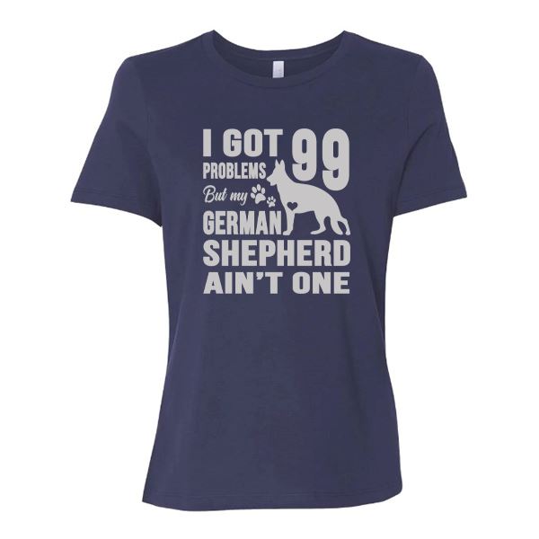 GSS - I Got 99 Problems But My German Shepherd Ain't One T-Shirts German Shepherd Shop Bella Canvas Women's Crewneck Navy S